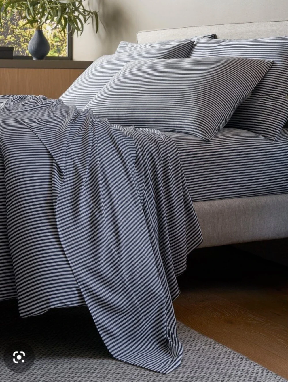 Cozy Earth Bamboo Duvet Cover Classic Stripe In Pacific Blue NWT